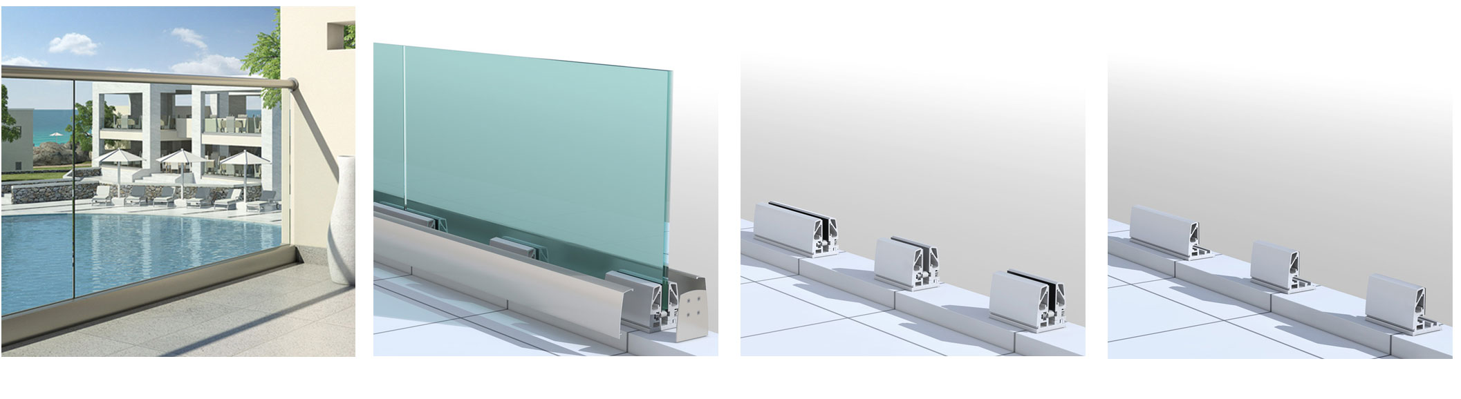 A Line On-floor glass supporting system